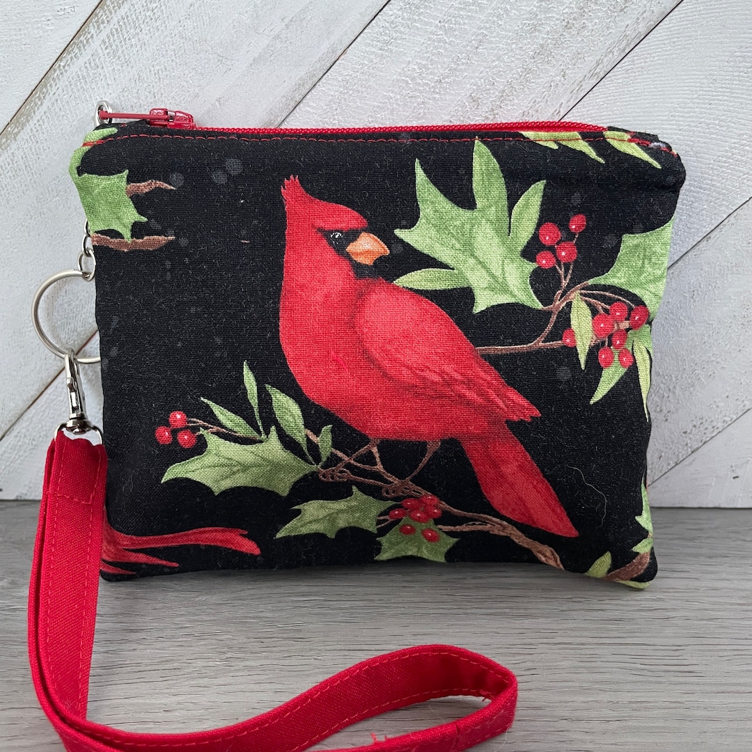 Red Cardinal Purse, Red Cardinal Bag, Red Cardinal, Coin Pouch, Zipper