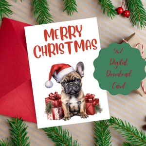 Weihnachtskarte zum Ausdrucken Tan Französische Bulldogge Mama Weihnachtskarte Süße Frenchie Karte Digitale Weihnachtskarte Hundeliebhaber Karte für Mama Einfacher Druck