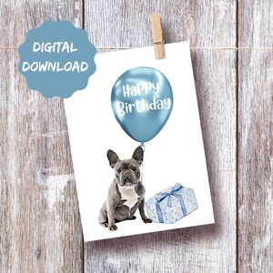 Black Frenchie Card, French Bulldog Card, Happy Birthday Card, Dog Mom Printable, Instant Download Card, Dog Lover Card, Frenchie Dad Card