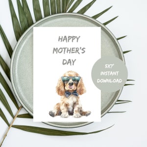 Cocker Spaniel druckbare Karte, Muttertag druckbare Karte für Cocker Spaniel Mom, Sofortige Druckkarte, Print at Home Hundemutter Karte, Hundeliebhaber