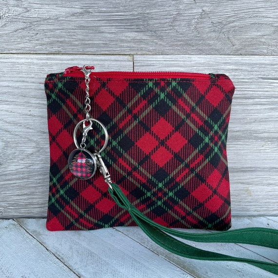 Plaid Coin Purse Christmas Wristlet Plaid Wristlet Change Purse Winter Wristlet Christmas Gift Idea Gift Idea for Her Keychain Pouch Etsy