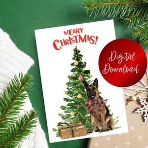 Deutscher Schäferhund Mama, Deutscher Schäferhund Karte, Sofort Download, Weihnachtskarte, Karte von Hund, Download Print Karte, Hundeliebhaber Karte