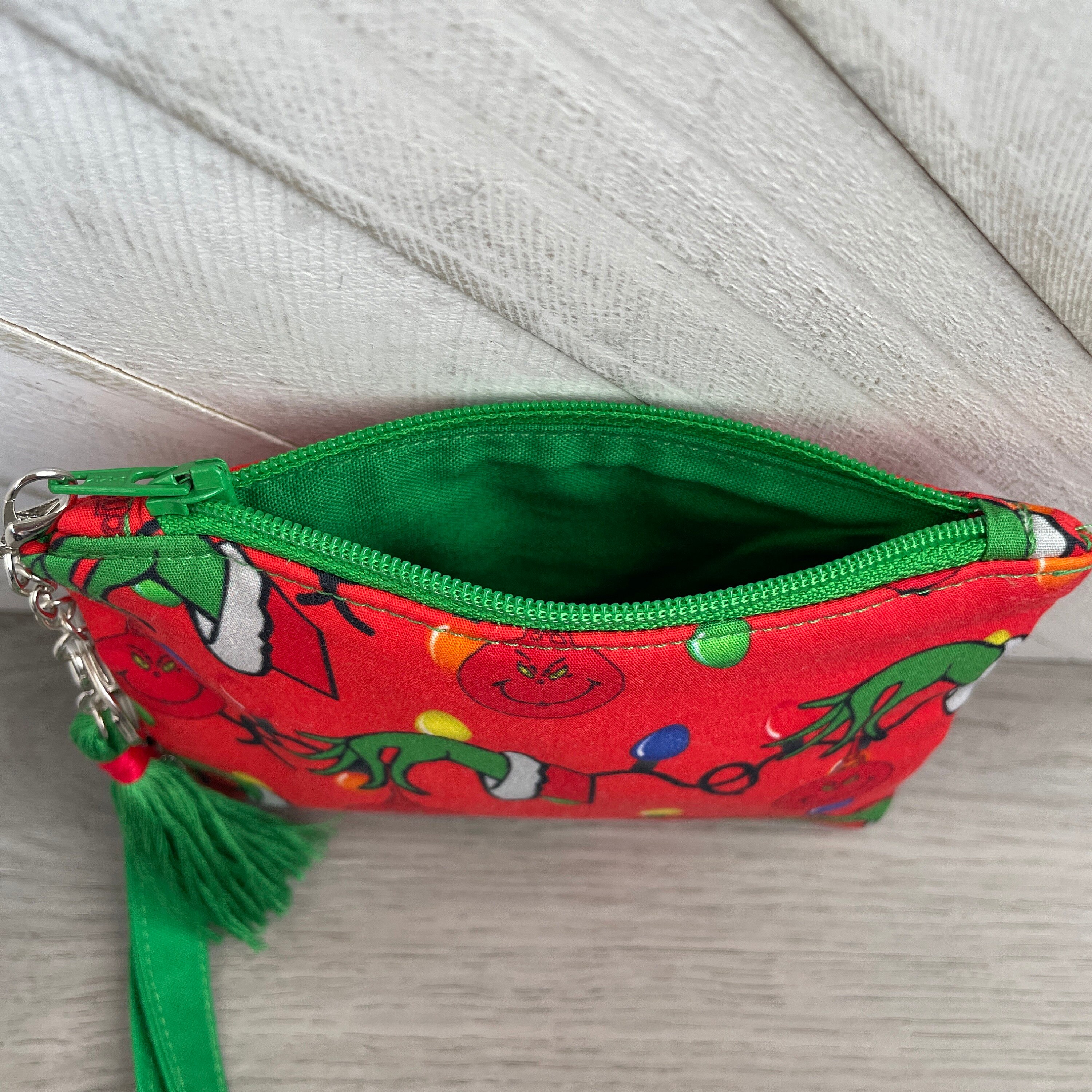 Grinch Change Purse Grinch Zipper Pouch Christmas Coin Bag Etsy