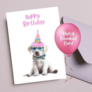 Carte de chiot de laboratoire, carte de Labrador, carte d'anniversaire de laboratoire, carte d'anniversaire de fille, carte imprimable, téléchargeable de Labrador, amant de labrador retriever