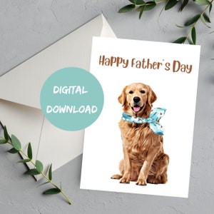 Cartão de Dia dos Pais, Cartão Golden Retriever, Download Instantâneo, Feliz Dia dos Pais, Cartão para Pai de Cachorro, Cartão para Imprimir em Casa, Pai Retriever