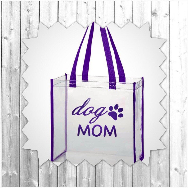 DOG LOVERS Purple Dog Mom ToteDog LoverClear Stadium BagDog MamaGift for Dog LoverWeekend BagPurple Dog Mom DecalDog Mom