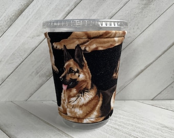 German Shepherd, Iced Coffee Cozy, Cup Sleeve, Dog Mom Gift, Dog Groomer Gift, German Shepard Gift, Dog Lover Birthday, Dog Mom