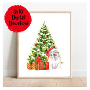 Bulldog Wall Decor, Bulldog Christmas Decor, English Bulldog, Bulldog Lover Gift, Bulldog Printable Art, Bulldog Rescue, Bulldog Poster