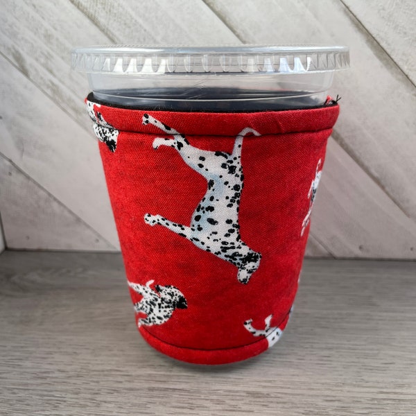 Dalmatian Cup Cozy, Iced Coffee Sleeve, Dalmatian Gift, Dog Lover Gift, Dalmatian Mom, Veterinarian Gift, Insulated Cup Cozy, Grande Cozy