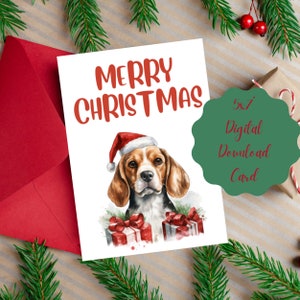 Druckbare Beagle Weihnachtskarte Mama Weihnachtskarte Süße Beagle Karte Digitale Weihnachtskarte Hundeliebhaber Karte für Mama Easy Print Weihnachtskarte