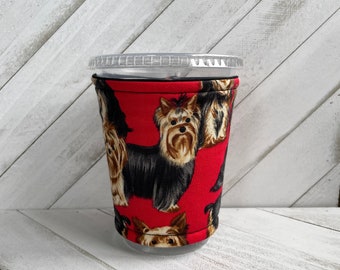 Yorkie Coffee Cup Cozy, Starbucks Iced Drink Cozy, Dog Themed Coffee Cup Cover, Insulated Fabric Cup Sleeve, Cup Insulator, Dog Mom Gift