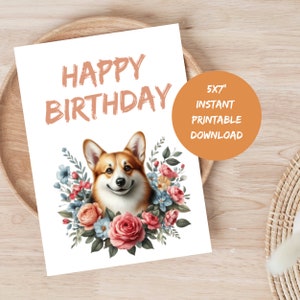 Birthday Card for Corgi Mom Printable Birthday Card Dog Lover Greeting Card Instant Download and Print 5x7 Card for Corgi Lover