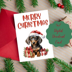 Druckbare Weihnachtskarte für Dackel Liebhaber Süße Grußkarte für Dackel Liebhaber Lustige Weihnachtskarte für Doxie Besitzer