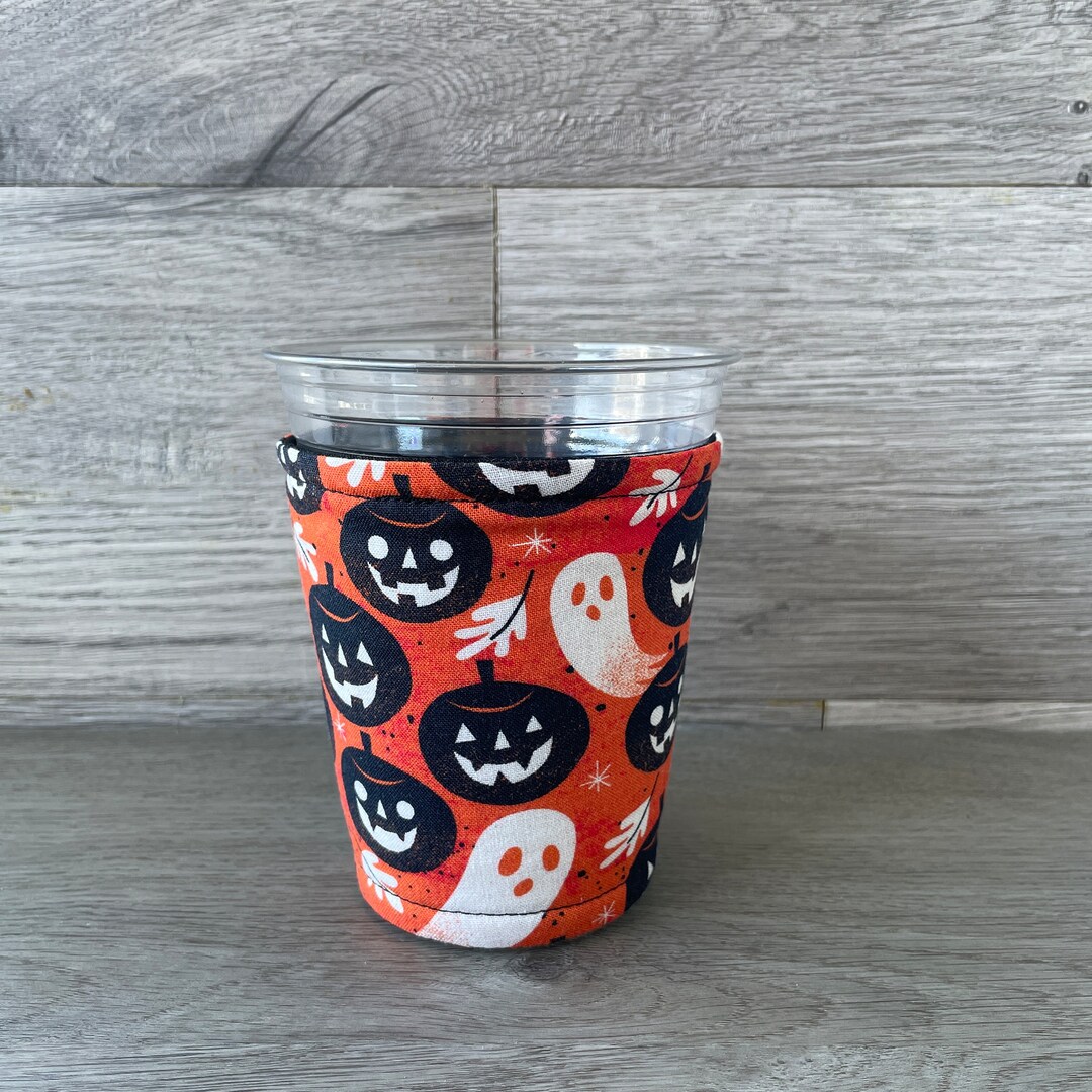 Halloween Cup Cozy Pumpkin Cup Sleeve Halloween Cup Holder Etsy