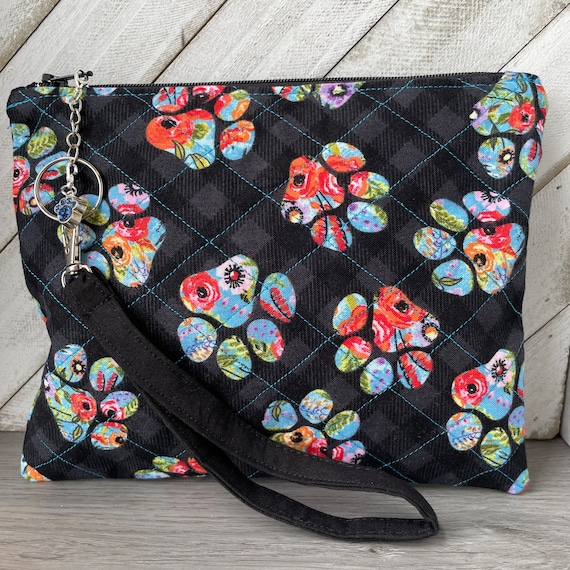 Paw Print Purse Dog Lover Pouch Dog Mom Bag Paw Print Gifts Paw Print Wristlet Bag Quilted Wristlet Bag Dog Lover Birthday Gifts Etsy