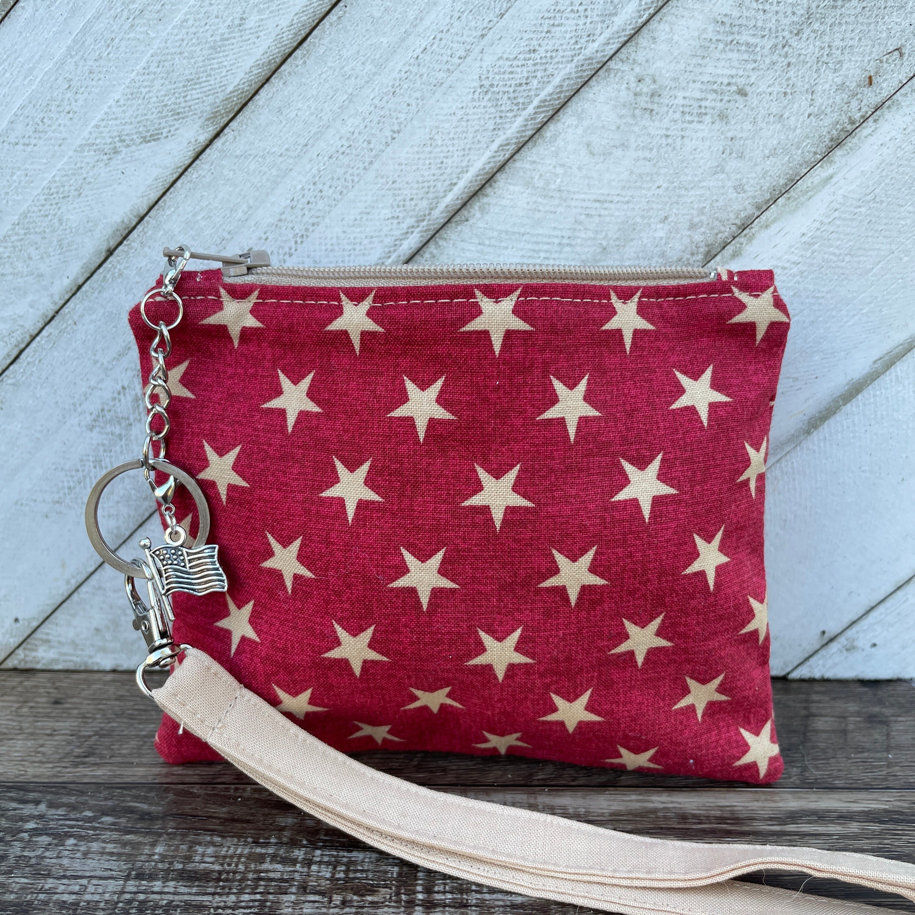 American Flag Stars and Stripes Western Country Purse Single Shoulder Bags  Women Blocking Wristlet Wallet (Red Navy White): Handbags