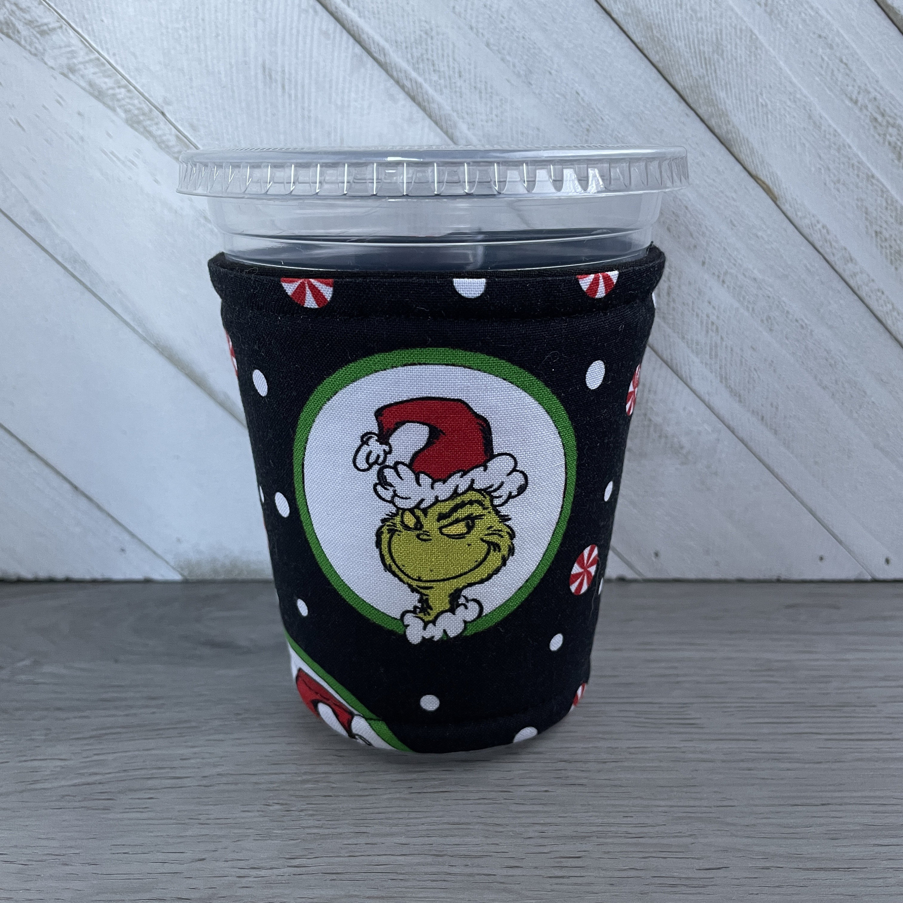 Grinch Cup Cozy, Christmas Cup Sleeve, Grinch Cozy, Iced Coffee Kozy,  Fabric Koozie, Insulated Christmas Cozy, Beverage Cover, Drink Cuff 