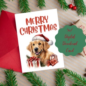 Carte de Noël imprimable Golden Retriever pour maman Carte de Noël mignonne Golden Retriever pour cadeau Carte de vœux numérique Carte pour amoureux des chiens pour maman