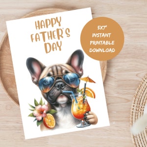 Karte zum Vatertag für Frenchie Dad Süßer Ausdruckbare Französische Bulldogge Karte Hund Papa Karte zum Vatertag Sofort Download Karte für Geschenk
