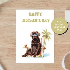Cartão de Dia das Mães para Imprimir para Mãe de Labrador Chocolate Cartão de Cachorro Labrador Bonito Cartão de Felicitações para Impressão Instantânea Cartão Presente Engraçado para Mãe de Cachorro de Cachorro