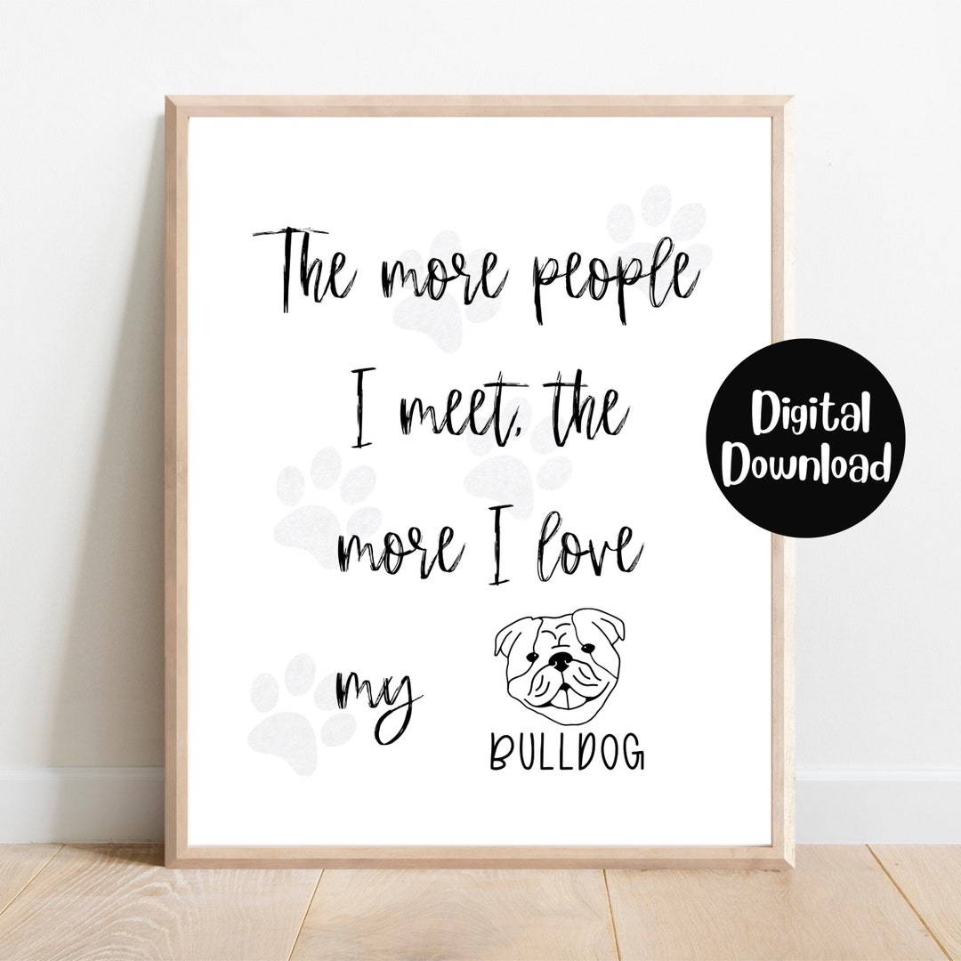 Bulldog Printable, Bulldog Home Decor, Dog Lover Download, English
