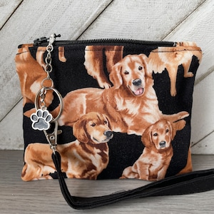 Regalos de Golden Retriever para mujer, Cartera con correa, Monedero para amantes de los perros, Estuche para tarjetas de crédito, Bolso de mano pequeño minimalista hecho a mano
