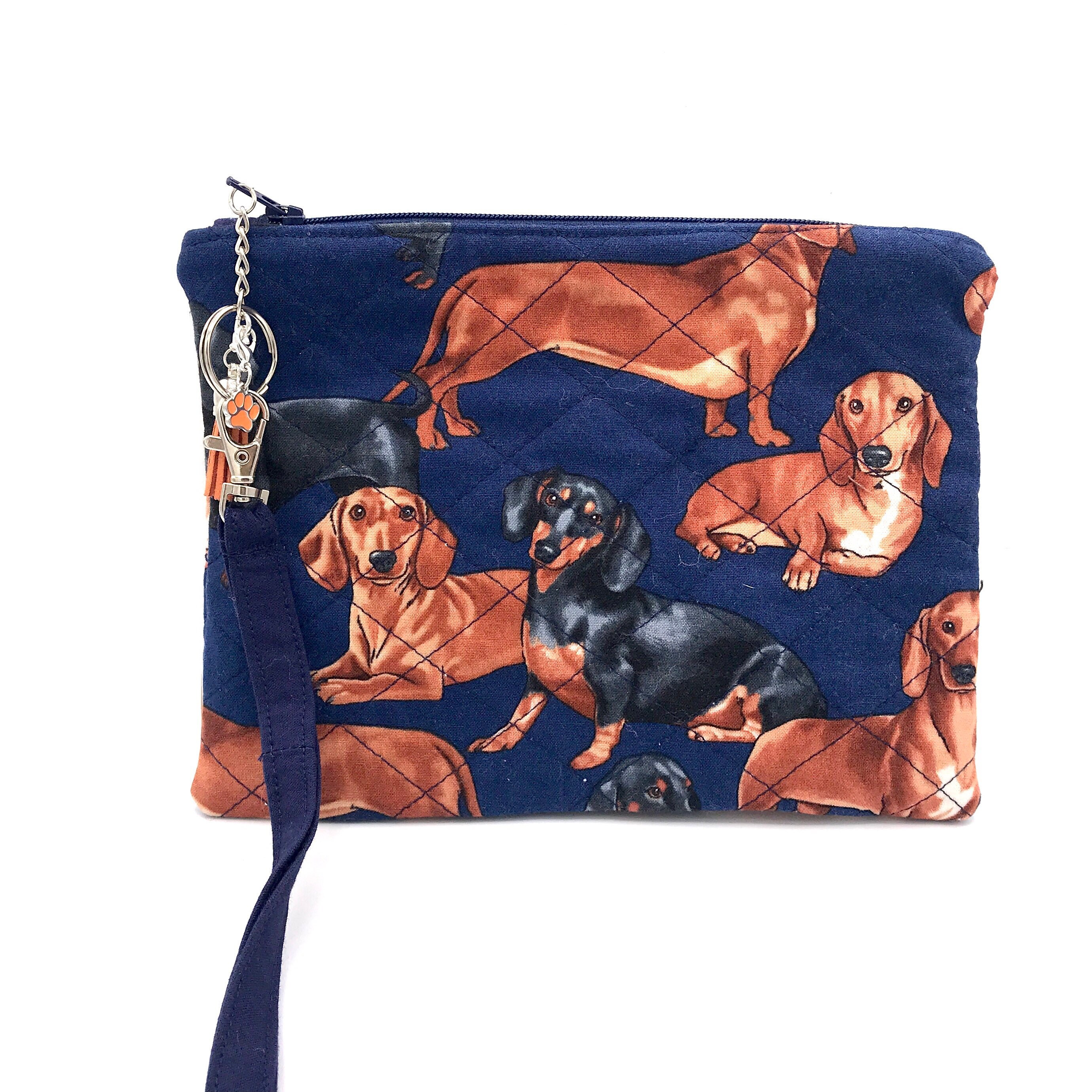 Dashsund Wristlet Makeup Bag Weiner Dog Quilted Zipper Pouch Etsy