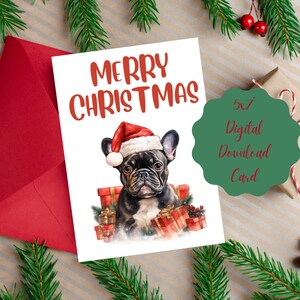 Druckbare Weihnachtskarte Französische Bulldogge Mama Weihnachtskarte Süße Frenchie Karte Digitale Weihnachtskarte Hundeliebhaber Karte für Mama Einfacher Druck