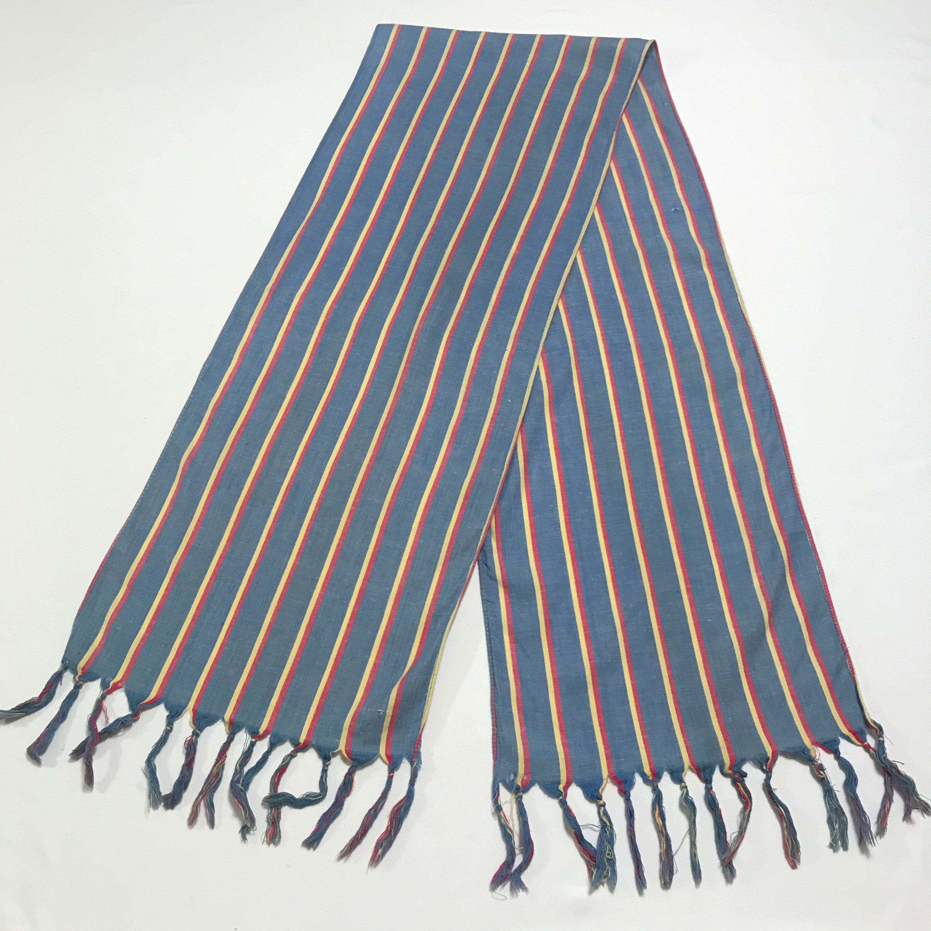 100 Cotton Vintage Oblong Striped Scarf Fringe Soft Light Etsy Canada