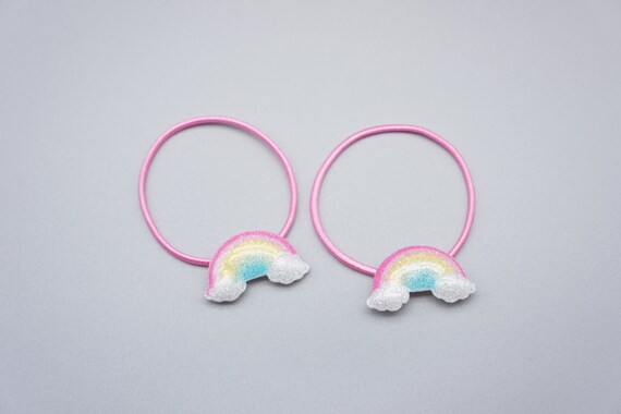 Rainbow Hair Ties Set Of 2 Baby Girl Hair Tie Infant Hair Etsy