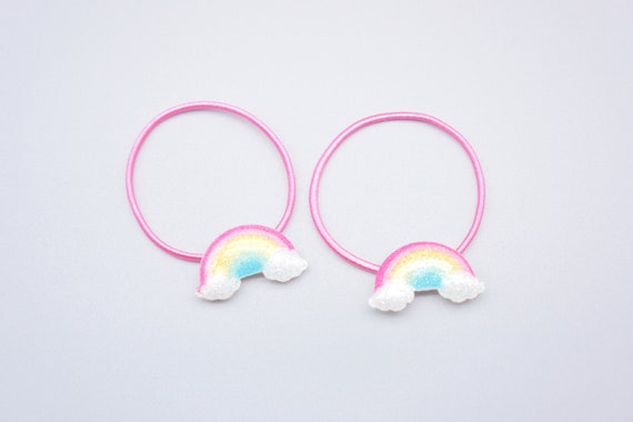 Rainbow Hair Ties Set Of 2 Baby Girl Hair Tie Infant Hair Etsy
