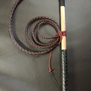 6ft Red Hide Stock Whip comes with Fall, Crackers and Leather Conditioner