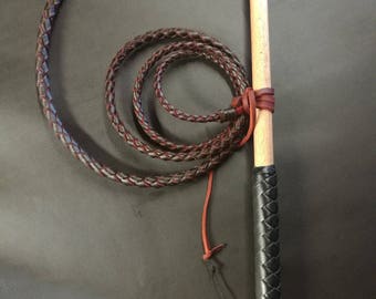 6ft Red Hide Stock Whip comes with Cracker Twine only