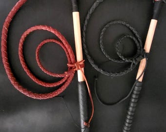 5ft Red Hide & 4ft Black Stock Whip