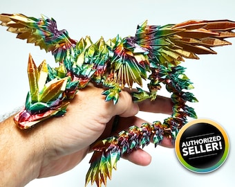 Crystal Wing Dragon Articulated Fidget Toy - 3D Printed - Many Color Choices - Desktop Decoration - De-Stress Toy