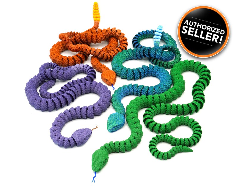 Snake Articulated Fidget Toy 3D Printed Many Color Choices Etsy Canada