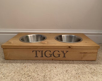 Pet feeding stand, food and water dog stand, wood pet feeding stand