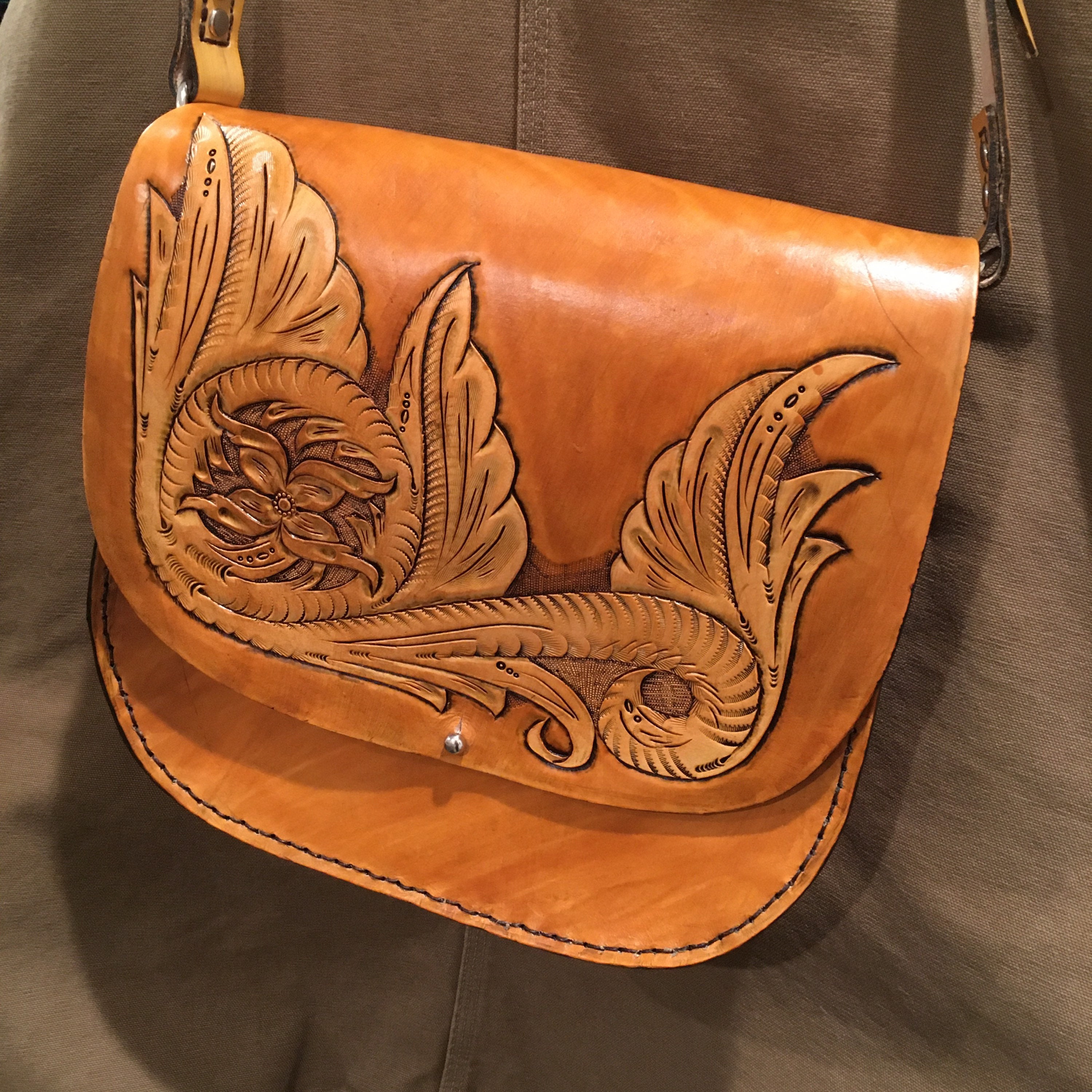 Handmade Leather Purse/bag/handtooled/handmade/handcarved/sheridan