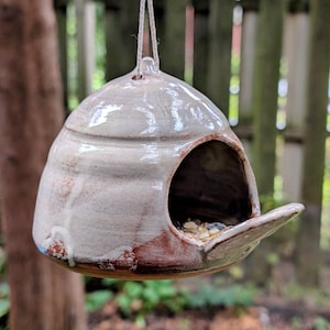 Handmade Ceramic Bird Feeder: Stoneware Pottery, Small Bird and chickadee Perch