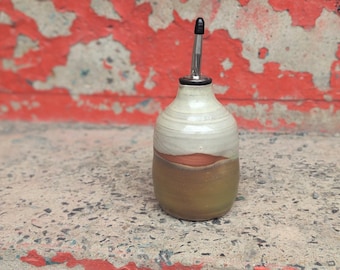 Handmade Ceramic Oil Bottle with Pourer — Trotternish / Canadian Winter — Stoneware Kitchen Pottery