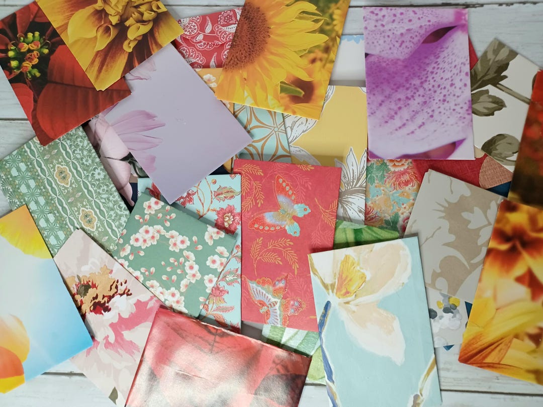 Pack 10 X Mini Envelopes, Floral, Assorted Colours, Scrapbooking, Gift ...