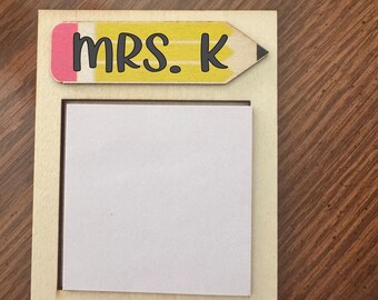 Personalized Sticky Note Holder,End Of Year Teacher Gift,Teacher Appreciation,Custom wood NotePad Holder, Post It Note Holder