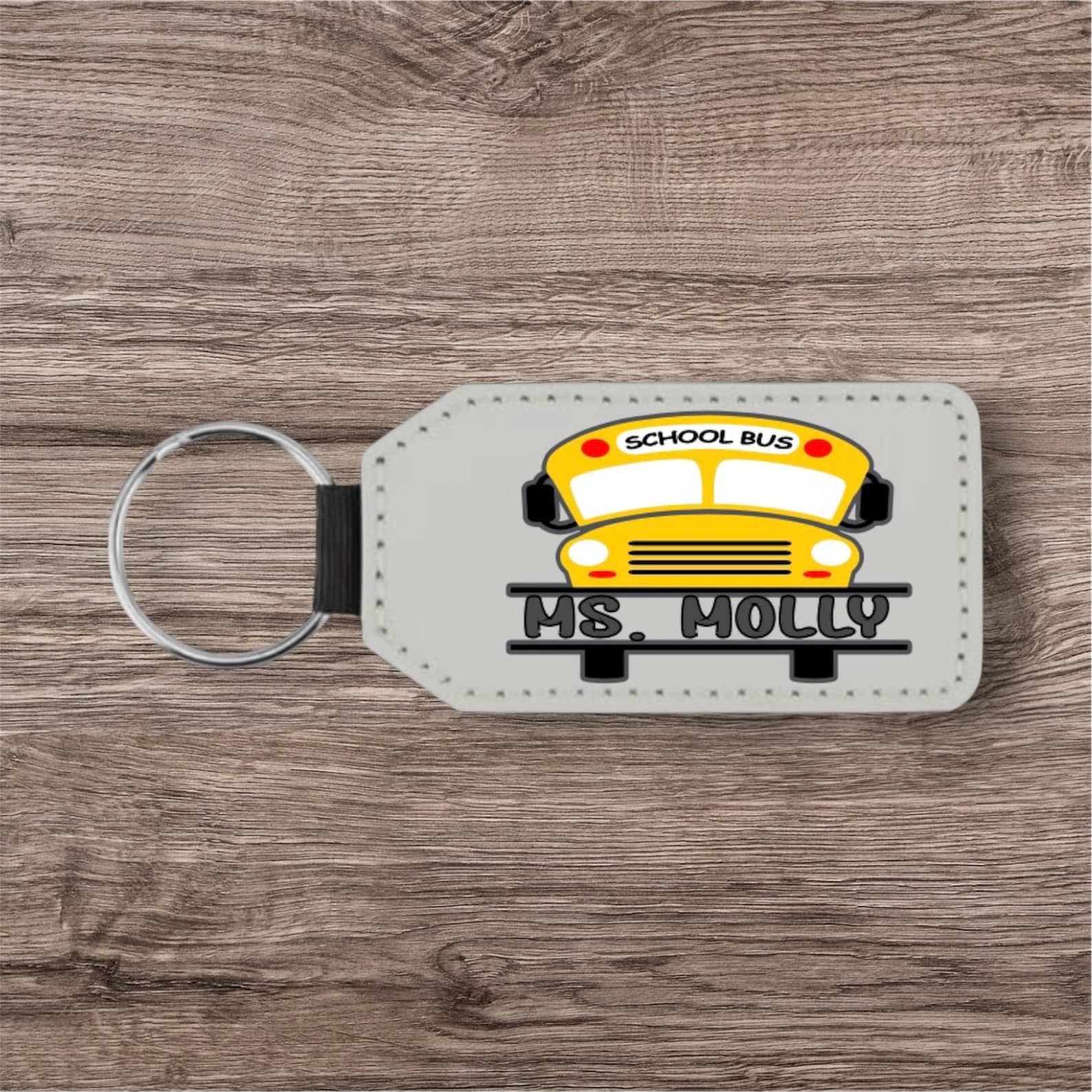 Vegan Leather Personalized School Bus Driver Key Chain, Teacher ...