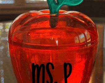 Personalized Apple candy jar