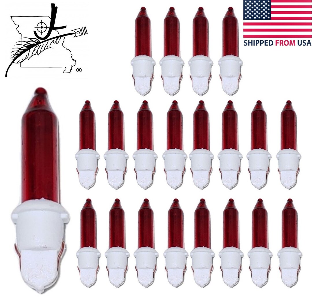 20x Red Bulbs With A WHITE C Base, Mini Christmas Tree Light Bulbs 2.5v