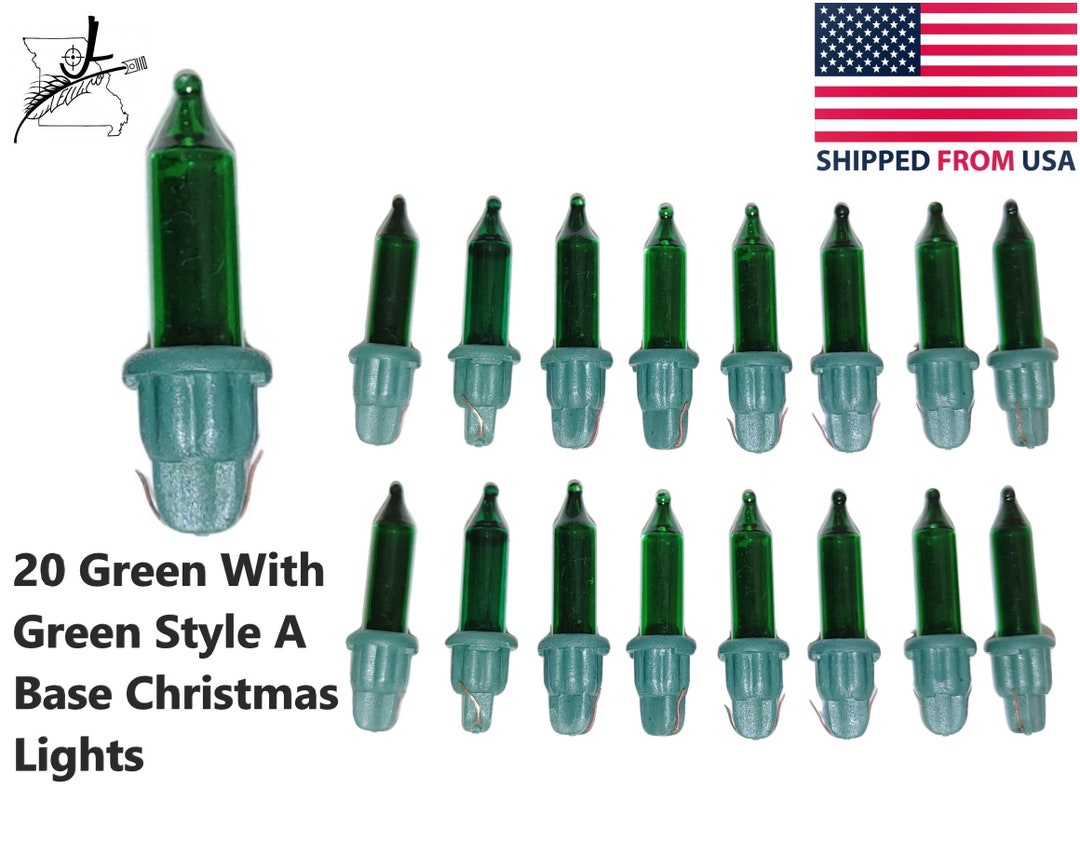 20x Mini 2.5V .425 Watt Green Christmas Glass Incandescent Light Bulbs ...