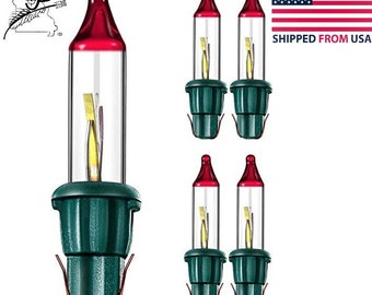 4 Style A Base Mini Bulb Flashers Christmas Tree Lights String Flasher Replacement 2.5 Volt V 0.425 Watt W. Indoor/Outdoor Incandescent.