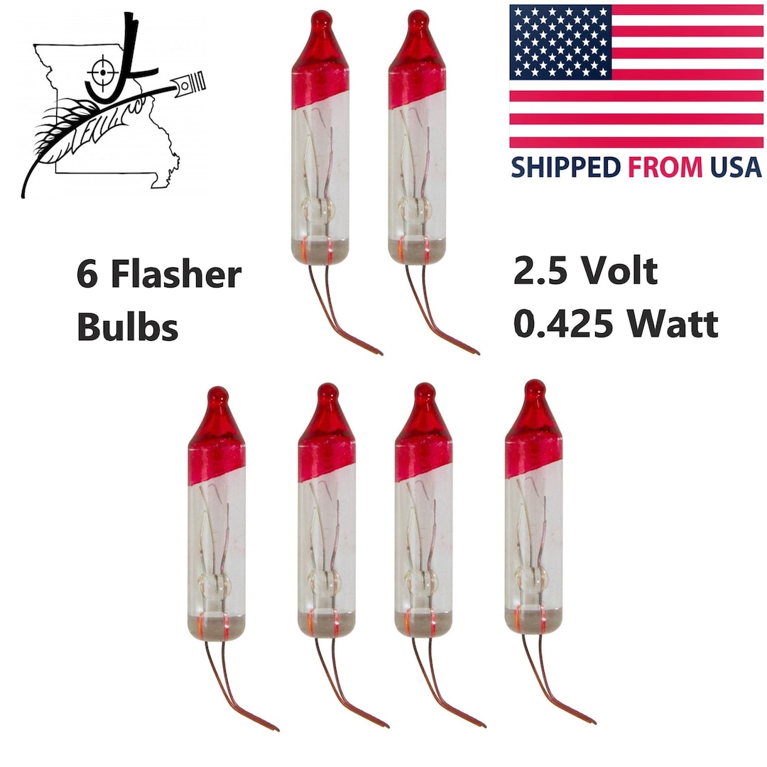 6 BARE Flashers Mini Bulb Christmas Tree Lights Replacement Bulbs 2.5 V .425 Watt Incandescent