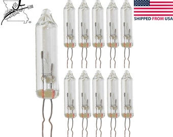 10x Bare 6 Volt V 0.48 Watt W Clear Mini Christmas Tree Lights Bulb Replacement Bulbs 0.08 Amp A. Super Bright.