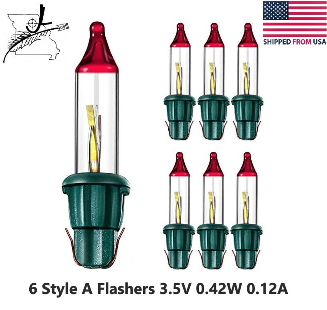 6 SLOW Flasher Style A Mini Bulb Flashers Christmas Tree Lights 0.42W 3